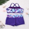 Alvivi Kids Girls Two Pieces Sports Dance Outfit Crop Tops Bra with Shorts Set Gymnastics Athletic Leotard Swimwear Swallowtail Blue 3-4 Years view 3