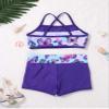 Alvivi Kids Girls Two Pieces Sports Dance Outfit Crop Tops Bra with Shorts Set Gymnastics Athletic Leotard Swimwear Swallowtail Blue 3-4 Years view 4