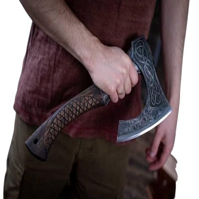 22" Viking Axe, Norse Axe || Real Dane Axe, Tomahawk Viking Ax, Hatchet Beared Camping Axe Viking Gift for Him Prop Tool