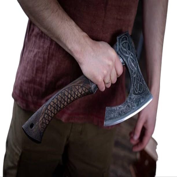 22" Viking Axe, Norse Axe || Real Dane Axe, Tomahawk Viking Ax, Hatchet Beared Camping Axe Viking Gift for Him Prop Tool