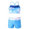 Alvivi Kids Girls Two Pieces Sports Dance Outfit Crop Tops Bra with Shorts Set Gymnastics Athletic Leotard Swimwear Sea Sky Pink 10-12 Years view 1