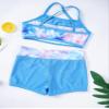 Alvivi Kids Girls Two Pieces Sports Dance Outfit Crop Tops Bra with Shorts Set Gymnastics Athletic Leotard Swimwear Sea Sky Pink 10-12 Years view 4