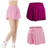 2 Pack Girls Athletic Flowy Shorts with Pockets Butterfly Running Active Workout Sports Elastic Waist Skorts for Kids 9-10Y Baby Pink Deep Rose Red view 1