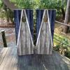 Pair of Waterproof Cornhole Board Wraps- Decals ONLY- Alternating Dark Wood Grain Design - Laminated - Easy to Apply view 1