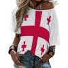 Adugen Origei Georgia Flag Mid Sleeve Straight Neck T-Shirt Women's Tops Casual Shirts Summer Blouses Popular Short Sleeve Shirt M view 1