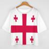 Adugen Origei Georgia Flag Mid Sleeve Straight Neck T-Shirt Women's Tops Casual Shirts Summer Blouses Popular Short Sleeve Shirt M view 3