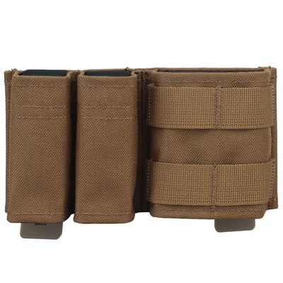 Double 9mm MOLLE Magazine Pouch 5.56 Mag Pouch Set with Quick Release Insert Clip for Tactical Vest (tan)
