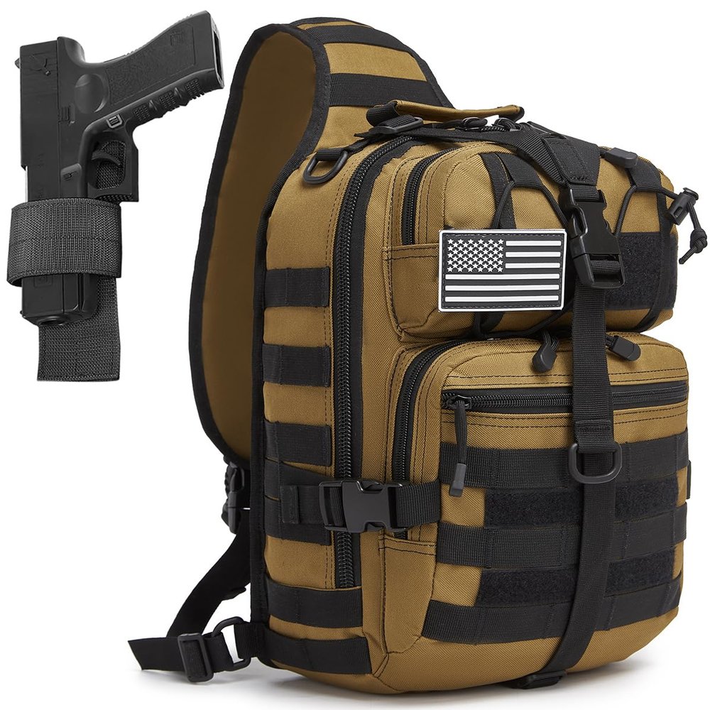 ATBP Tactical Crossbody Backpack Large Sling Pack With Holster Shoulder Bag For Men Outdoors Hiking Camping Gym