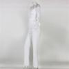 JEsilunmaMY Womens Lace Trim Off Shoulder Jumpsuits Solid Color Casual Flared Trousers Romper Elegant Slim Lounge Jumpsuit (White,X-Large) view 3