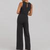 JEsilunmaMY Sleeveless Tie Waist Tank Rompers for Women Casual Crewneck Wide Leg Pants Jumpsuits Solid Color Summer Playsuit (Black,Small) view 3