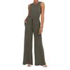 JEsilunmaMY Sleeveless Tie Waist Tank Rompers for Women Casual Crewneck Wide Leg Pants Jumpsuits Solid Color Summer Playsuit (Army Green,X-Large) view 1