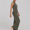 JEsilunmaMY Sleeveless Tie Waist Tank Rompers for Women Casual Crewneck Wide Leg Pants Jumpsuits Solid Color Summer Playsuit (Army Green,X-Large) view 2