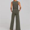 JEsilunmaMY Sleeveless Tie Waist Tank Rompers for Women Casual Crewneck Wide Leg Pants Jumpsuits Solid Color Summer Playsuit (Army Green,X-Large) view 3