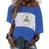 Adugen Origei Nicaragua Flag Mid Sleeve Straight Neck T-Shirt Women's Tops Casual Shirts Summer Blouses Popular Short Sleeve Shirt M view 1