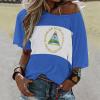 Adugen Origei Nicaragua Flag Mid Sleeve Straight Neck T-Shirt Women's Tops Casual Shirts Summer Blouses Popular Short Sleeve Shirt M view 2