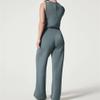 JEsilunmaMY Sleeveless Tie Waist Tank Rompers for Women Casual Crewneck Wide Leg Pants Jumpsuits Solid Color Summer Playsuit (Blue2,Large) view 2