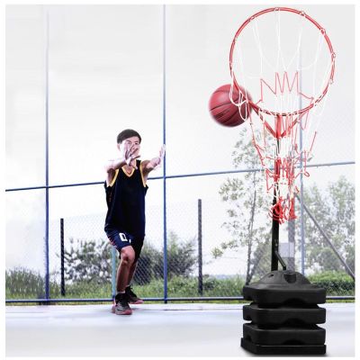 LXLZYXSF Basketball Passing Training Aid, Floor-Standing Trainer with Wheels, Water/Sand Injection Base, Height Adjustable, Precision Passing Hoop (Size : 140-200cm(55-78.7inch))
