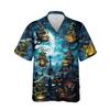 228CLOSET Men's Scary Witch Hawaiian Shirts - Halloween Cemetery Button Down Mens Hawaiian Shirts Set 56 Size 3XL view 1