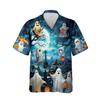 228CLOSET Men's White Ghost Hawaiian Shirts - Haunted Cemetery Button Down Mens Hawaiian Shirts Set 56 Size S view 1