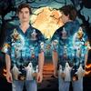 228CLOSET Men's White Ghost Hawaiian Shirts - Haunted Cemetery Button Down Mens Hawaiian Shirts Set 56 Size S view 2