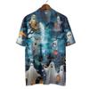 228CLOSET Men's White Ghost Hawaiian Shirts - Haunted Cemetery Button Down Mens Hawaiian Shirts Set 56 Size S view 3