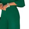JEsilunmaMY Womens Loose Cold Shoulder Belt Jumpsuit Wrap V Neck Cutout Tie Waist Jumpsuits Solid Color Wide Leg Rompers (Green,Small) view 3