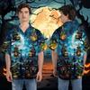 228CLOSET Men's Scary Witch Hawaiian Shirts - Halloween Cemetery Button Down Mens Hawaiian Shirts Set 56 Size M view 2