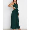 JEsilunmaMY Womens Single Shoulder Belt Jumpsuits Sleeveless Tie Waist Backless Wide Leg Rompers Summer Jumpsuit with Pocket (Dark Green,Large) view 3