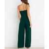 JEsilunmaMY Womens Single Shoulder Belt Jumpsuits Sleeveless Tie Waist Backless Wide Leg Rompers Summer Jumpsuit with Pocket (Dark Green,Large) view 4