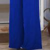JEsilunmaMY Womens Loose Cold Shoulder Belt Jumpsuit Wrap V Neck Cutout Tie Waist Jumpsuits Solid Color Wide Leg Rompers (Blue,X-Large) view 4