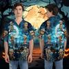 228CLOSET Men's Halloween Mummy Hawaiian Shirts - Haunted Cemetery Button Down Mens Hawaiian Shirts Set 56 Size XL view 2