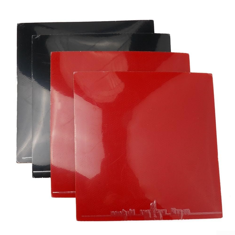 4 Pcs Table Tennis Rubber Hard Sponge, for PING Pong Rubber Fast Attack, Table Tennis Bat Replacement Rubbers Sheet For Table Tennis (2x Black Table Tennis Rubber and 2x Red Table Tennis Rubber)
