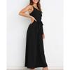 JEsilunmaMY Womens Single Shoulder Belt Jumpsuits Sleeveless Tie Waist Backless Wide Leg Rompers Summer Jumpsuit with Pocket (Black,XX-Large) view 3
