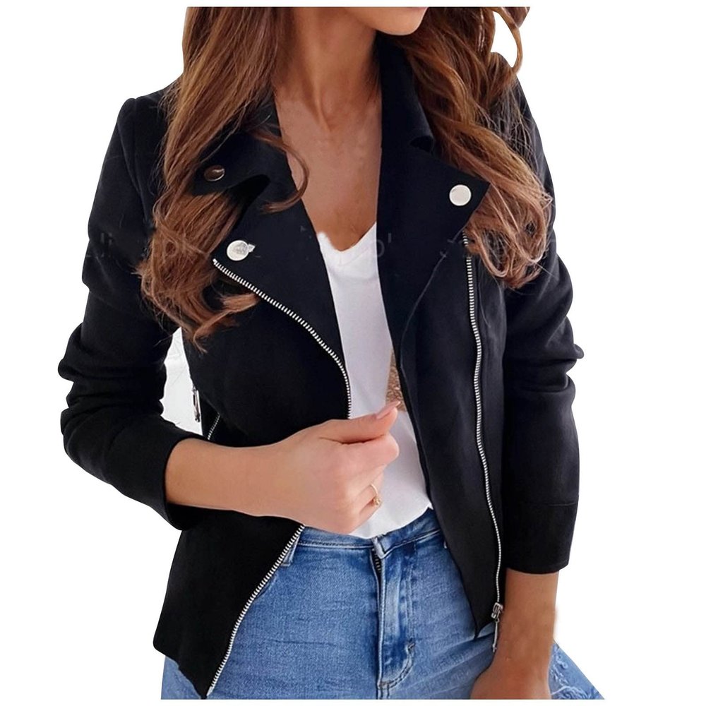 Cdiecer Casual Short Coat Outwear Women Lightweight Classic Moto Jacket Motorcycle Jacket For Women Womens Jackets Lightweight Trendy Motorcycle Jacket Women Light Weight Jackets For Women Casual