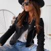 Cdiecer Casual Short Coat Outwear Women Lightweight Classic Moto Jacket Motorcycle Jacket For Women Womens Jackets Lightweight Trendy Motorcycle Jacket Women Light Weight Jackets For Women Casual view 3