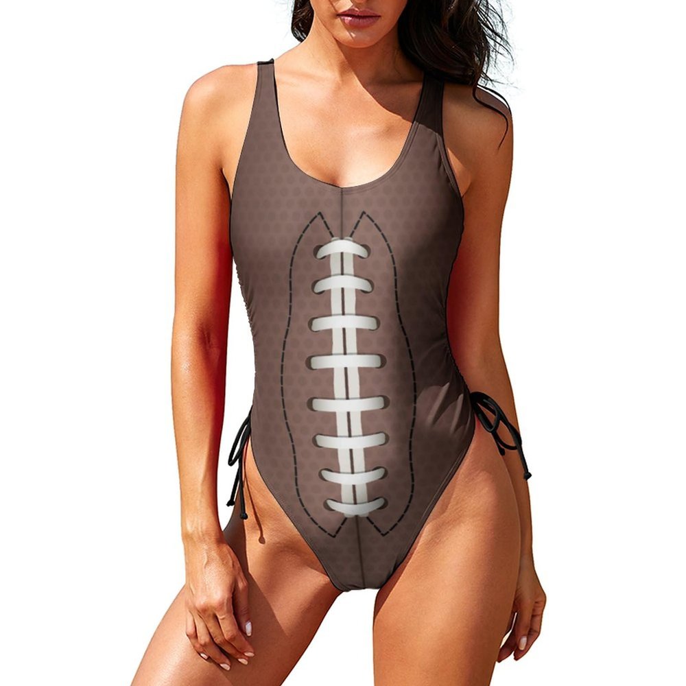 American Football Rugby Women's One Piece Swimsuit Adjustable Bathing Suit Print Sport Swimwear S