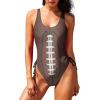 American Football Rugby Women's One Piece Swimsuit Adjustable Bathing Suit Print Sport Swimwear S view 1