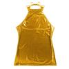AGJGFM Womens Wet Look Patent Leather Halter Neck Sleeveless Low Back Bodycon Mini Dress for Party Gold view 3