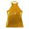 AGJGFM Womens Wet Look Patent Leather Halter Neck Sleeveless Low Back Bodycon Mini Dress for Party Gold view 4