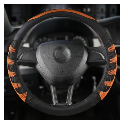 FUERU Car Steering Wheel Cover Set Car Steering Wheel Cover Comfortable Leather Waterproof Anti-Wrinkle Creative Car Interior (Color : 2#)