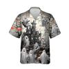 228CLOSET Men's White Ghost Hawaiian Shirts - Haunted House Button Down Mens Hawaiian Shirts Set 57 Size 5XL view 1