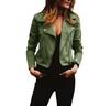 Cdiecer Women Cropped Moto Jacket Zipped Notch Collar Moto Biker Jackets Solid Fitted Slim Solid Long Sleeve Short Coat view 1