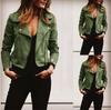 Cdiecer Women Cropped Moto Jacket Zipped Notch Collar Moto Biker Jackets Solid Fitted Slim Solid Long Sleeve Short Coat view 2