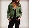 Cdiecer Women Cropped Moto Jacket Zipped Notch Collar Moto Biker Jackets Solid Fitted Slim Solid Long Sleeve Short Coat view 3
