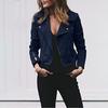 Cdiecer Women Cropped Moto Jacket Zipped Notch Collar Moto Biker Jackets Solid Fitted Slim Solid Long Sleeve Short Coat view 3