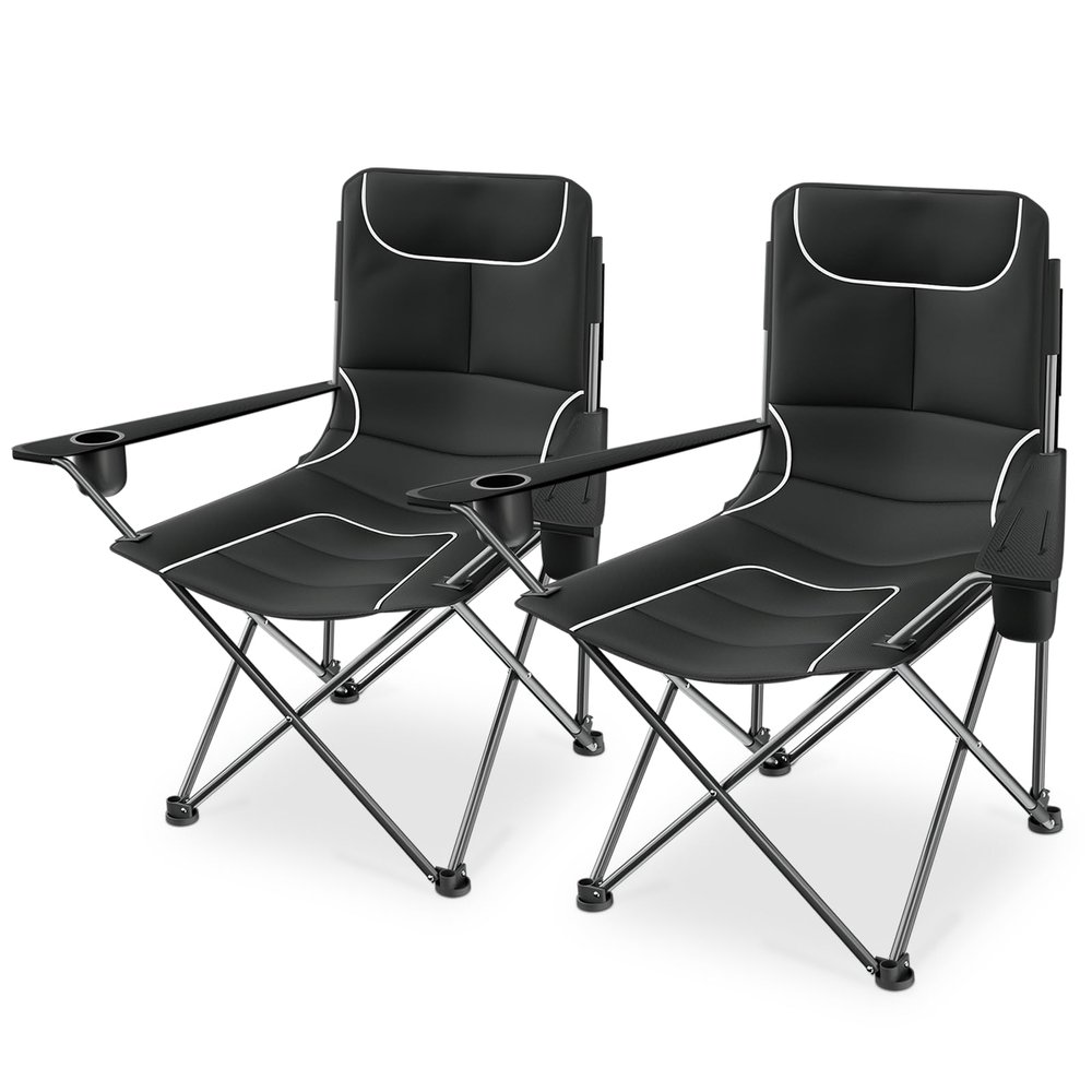 MoNiBloom Camping Chair Set of 2 Compact Backpacking Adjustable Height Folding Chair with Side Pockets Portable Chair Lightweight Heavy Duty for Outdoor Fishing Yard Sports, 250lbs