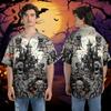 228CLOSET Men's Halloween Mummy Hawaiian Shirts - Haunted House Button Down Mens Hawaiian Shirts Set 57 Size 5XL view 2