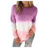 XUETON Womens Long Sleeve Tie Dye Golf Shirts Color Block Blouses Casual Lightweight Soft Cozy Slouchy Loose Crewneck Pullover Tunic Tops Plus Size(Purple,3X-Large) view 1