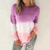 XUETON Womens Long Sleeve Tie Dye Golf Shirts Color Block Blouses Casual Lightweight Soft Cozy Slouchy Loose Crewneck Pullover Tunic Tops Plus Size(Purple,3X-Large) view 2