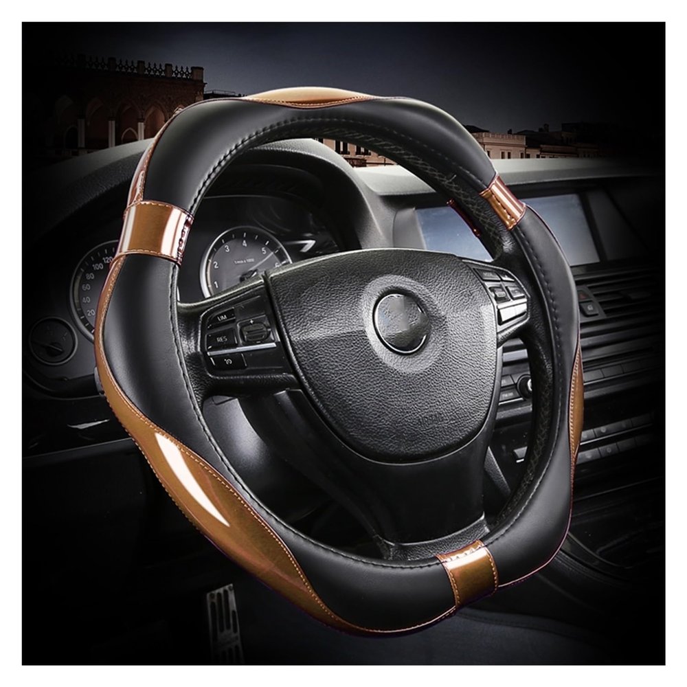 FUERU Car Steering Wheel Cover Set Car Steering Wheel Cover Comfortable Leather Durable Fashion Car Interior (Color : 5#)